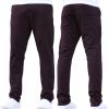 Enzo New Mens EZ348 Slim Fit Stetch Designer Burgundy Jeans Chinos