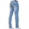 ENZO Mens Designer Stretch Super Skinny Denim Jeans Light Stonewash Blue