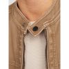 Jack & Jones Warner Casual Biker Washed PU Jacket Tan