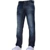 Crosshatch Mens Techno Embossed Straight Leg Jeans Dark Used Look