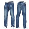 Mens Crosshatch New Gamitto Straignt Leg Distressed Jeans Mid Wash