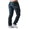 Mens Crosshatch New CARGO Combat Dark Washed Straight Leg Jeans