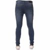 New ENZO Mens Designer Stretch Super Skinny Ripped Denim Jeans Mid Stonewash