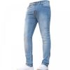 ENZO Mens Designer Stretch Super Skinny Denim Jeans Light Stonewash Blue