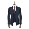 Cavani Kaos 3 Piece Suits Plain Tweed Regular Fit Blazer Navy