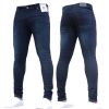 New ENZO Mens Designer Stretch Super Skinny Denim Jeans Dark Stonewash Blue