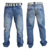 Crosshatch Mens Baltimore Straignt Leg Jeans Light Used Look