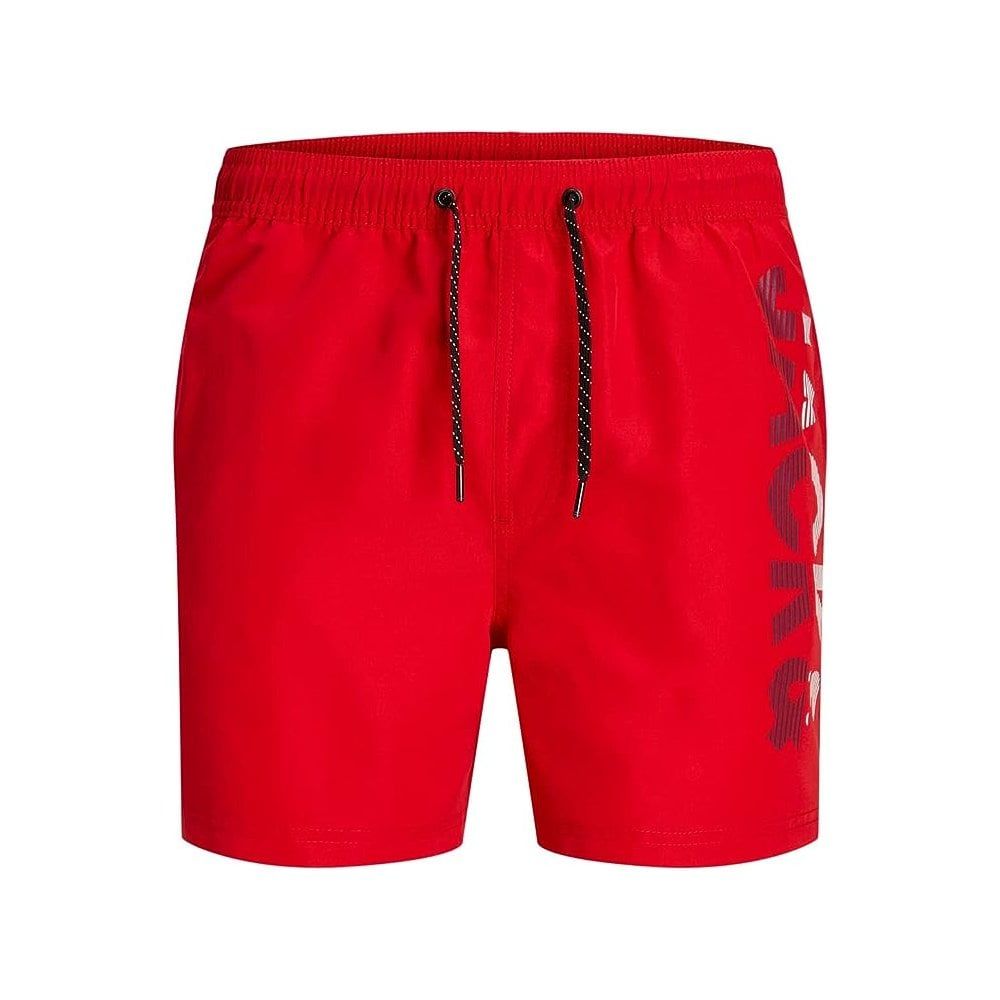 Jack & Jones Mens New Branded JPSTFIJI Swim Shorts Chinese Red