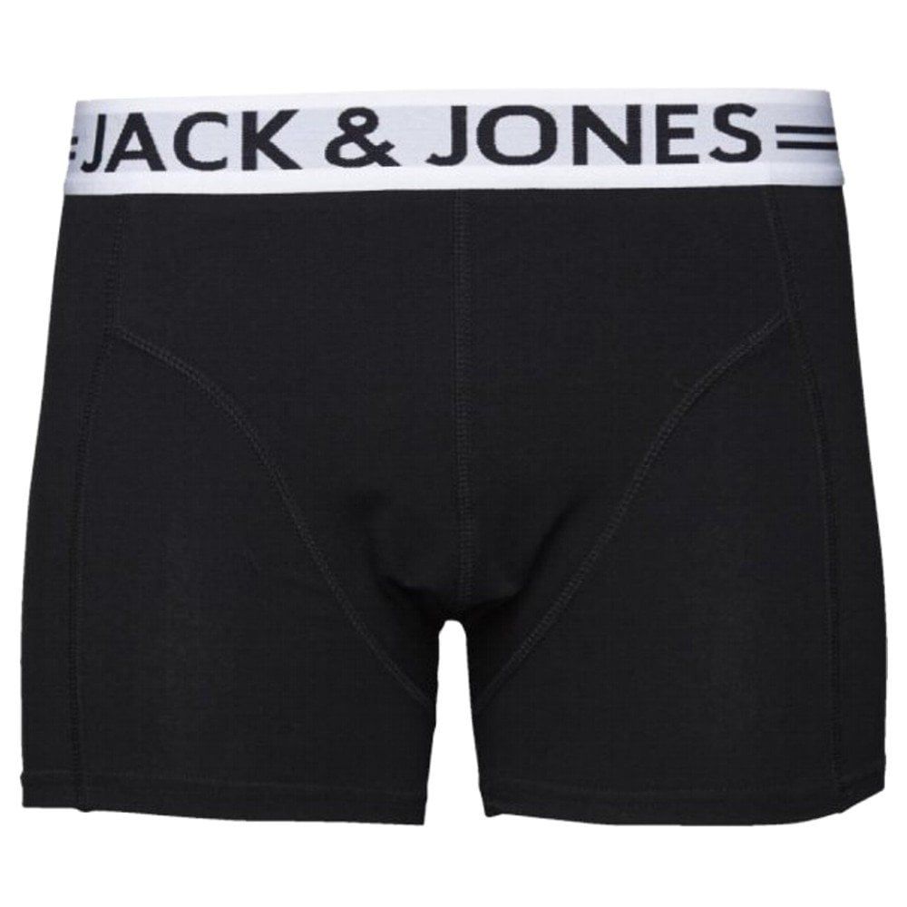 Jack & Jones Mens 3 Pack Sense Boxer Trunks Shorts Black