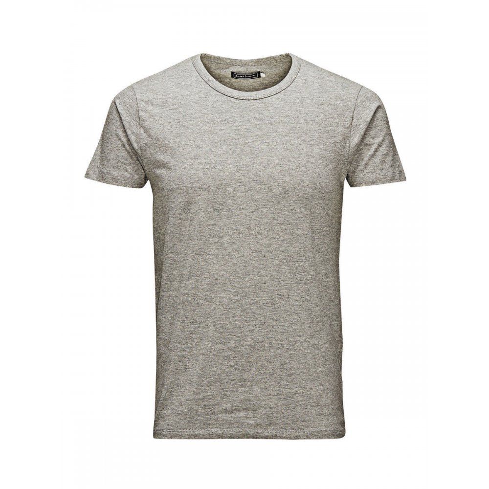 Jack & Jones New Mens Crew Neck Slim Fit T-shirt Stretchy Plain Lycra Cotton Tee Grey