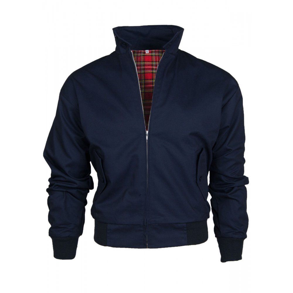 Threads Mens Harrington Vintage Jacket Coat Mod Tartan Check Navy