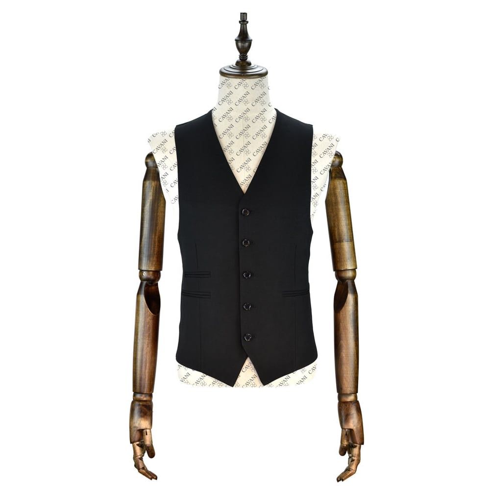 Voeut Cruz Plain Black Casual Waistcoat 