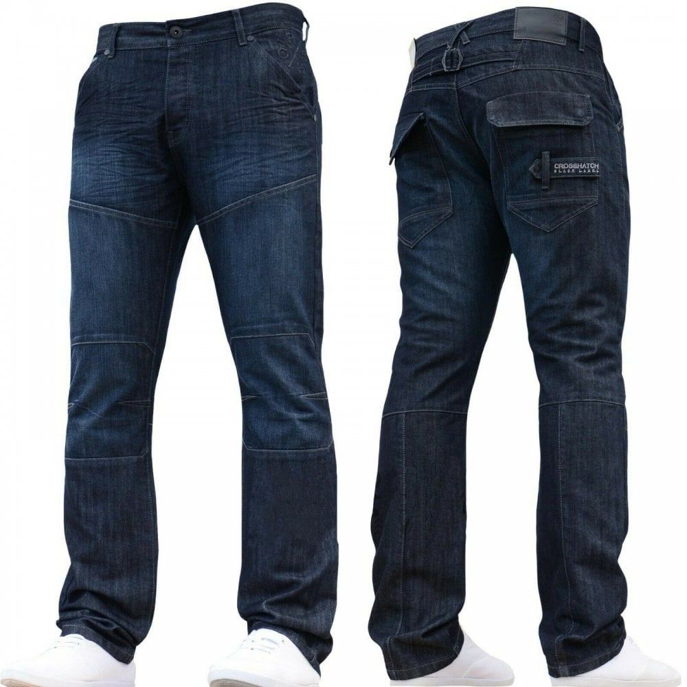 Crosshatch New Mens Woodel Straignt Leg Jeans Dark Wash