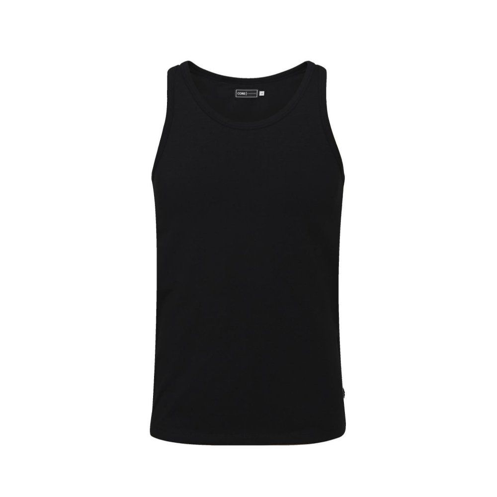 Jack & Jones New Mens Vest Slim Fit T-shirt Stretchy Plain Lycra Cotton Tee Black