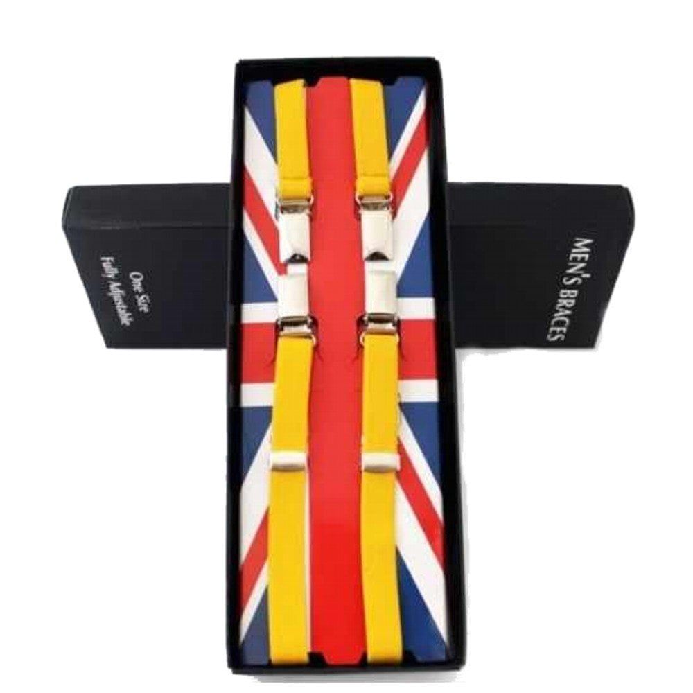 Union Jack Classic 1/2" 14mm Thin Black Mens Braces Yellow