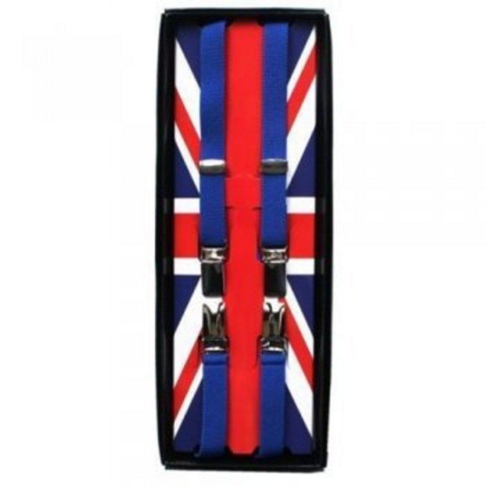 Union Jack Classic 1/2" 14mm Thin Black Mens Braces Royal Blue