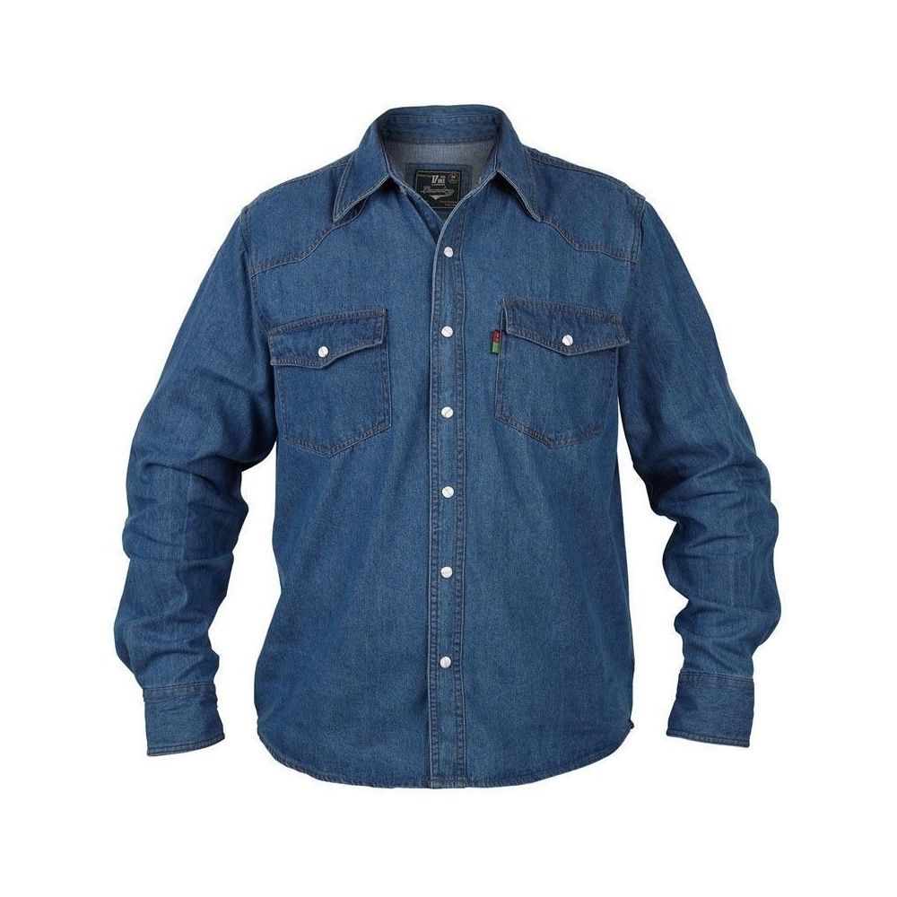 Mens Duke Western New Authentic Denim Shirt Stonewash Blue