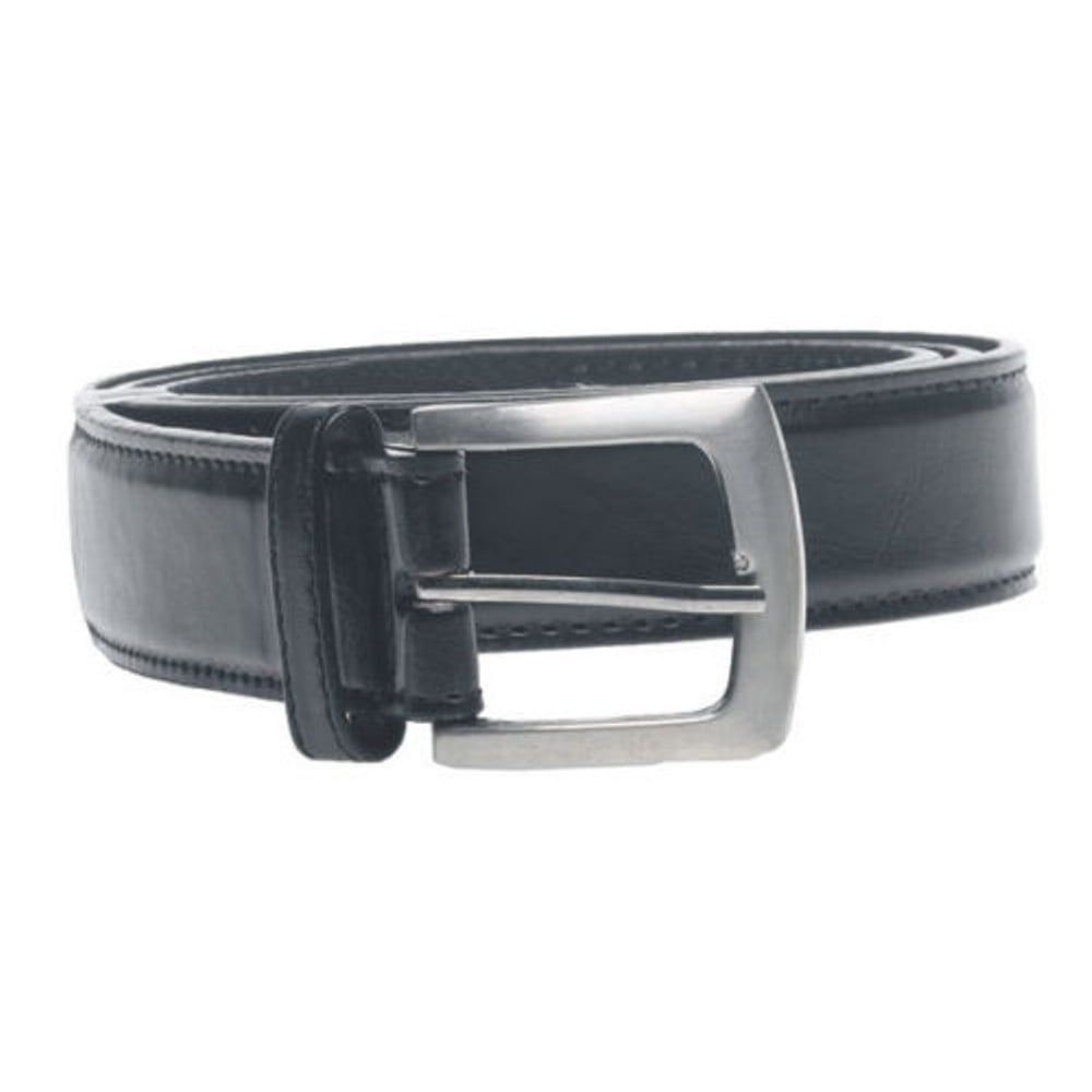D555 Mens Lewis Square Buckle Plain Belt 3.0cm Width - Black