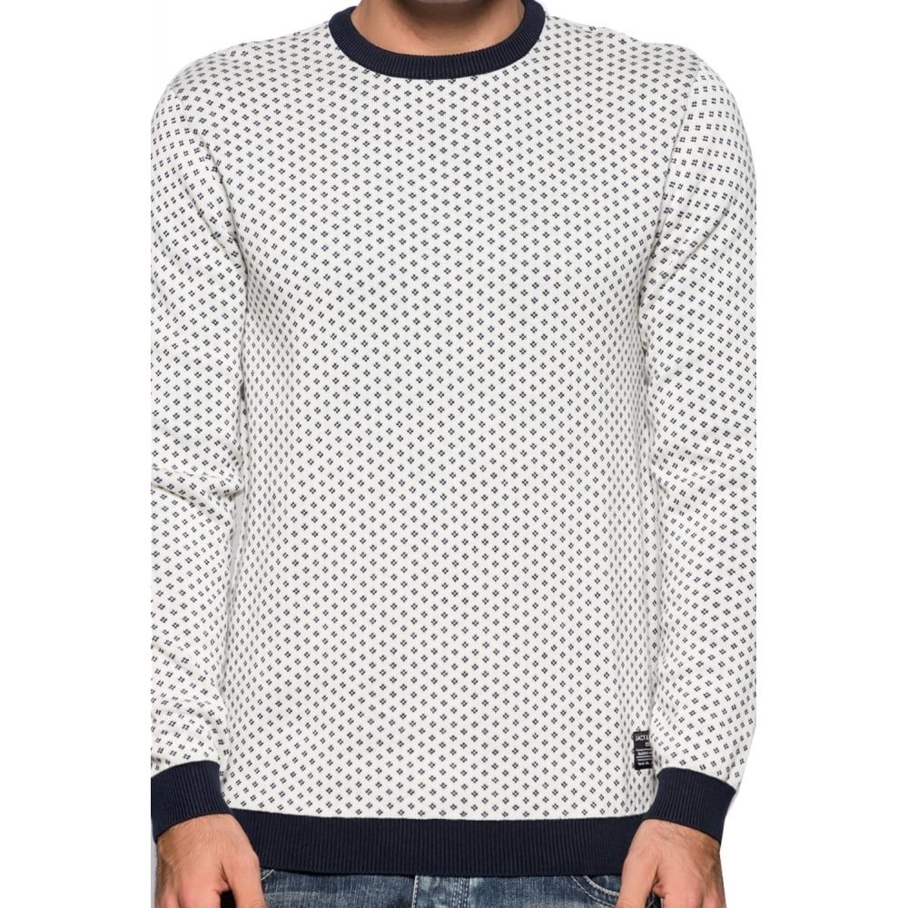 Jack & Jones Glen Knitted Crew Neck Jumper Lilly White