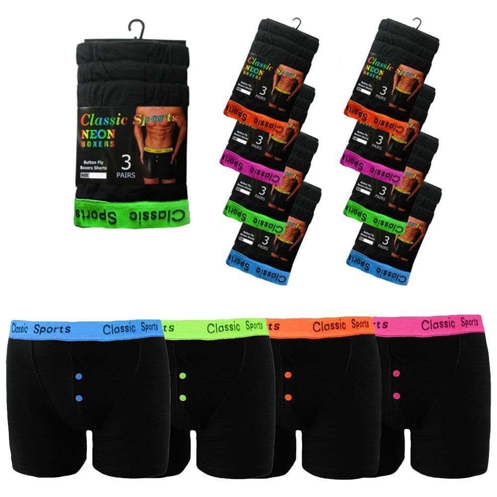 3 Pack Mens Boxers Shorts Designer Classic Sports Neon Comfort Fit Underwear Breifs