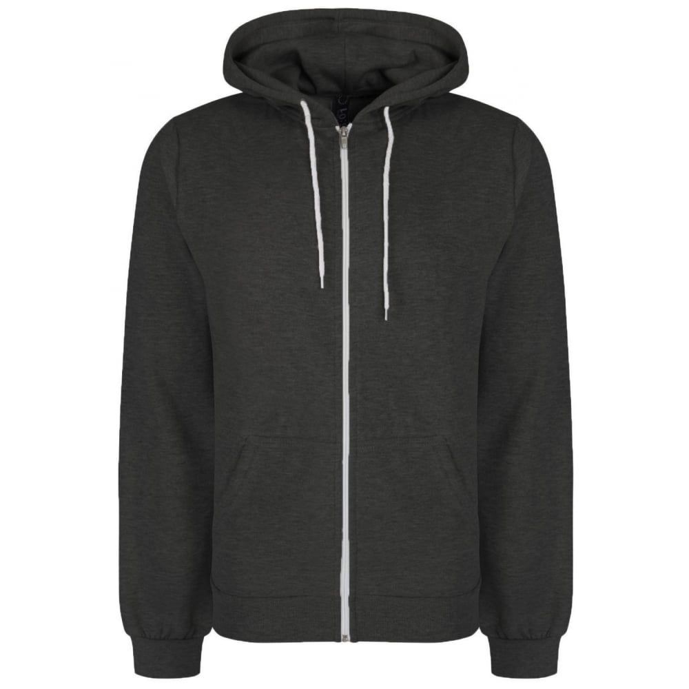 Soul Star Adults Berkeley Full Zip Through Hooded Sweatshirt Tops Dark Grey